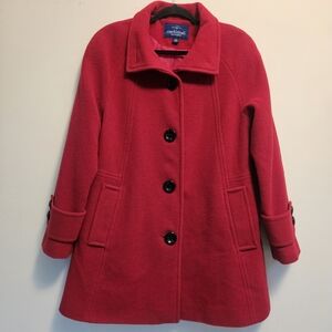 Mackintosh New England Women's Size M Red Wool Blend Button Front Coat Warm